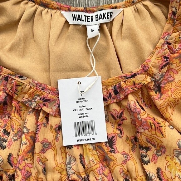 WALTER BAKER Myka Blouse Size Small Orange Floral Cottagecote Boho Coquette NWT - Picture 6 of 12